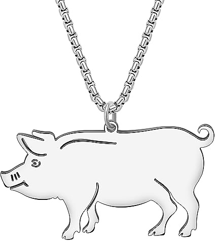 LONYOO Süße Schwein Geschenke Edelstahl Schwein Halskette 18 Karat Vergoldeter Schmuck Bauernhof Tiere Schweinchen Anhänger Halsketten für Damen Mädchen Mütter Landwirte