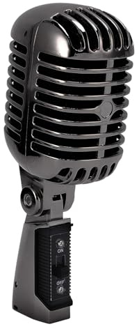 flexman Classic Retro Dynamic Vocal Microphone, Vintage Style Cardioid Pickup Angle Adjustable Mic with XLR Female to 6.35mm Cable Storage Box for Stage Performance KTV (Gunmetal Grey)