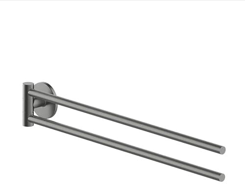Lenz Handtuchhalter SIVO in Graphit – 2 schwenkbare Arme, 40 cm – Mit Anti-Fingerabdruck Oberfläche – Wandmontage, zum Kleben oder Bohren – 4205352