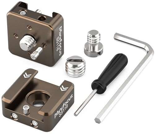 MINIFOCUS Kaltschuhhalterung (2er-Pack), 1/4„-20-Schraube mit Fixierstiften, kompatibel mit ARRI-Standardbefestigungspunkten, mit 3/8“-16-Adapter für Kamerakäfig, Blitz, LED-Monitor, Mikrofon