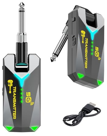 Voyoo 5,8GHz Wireless System Wireless Guitar Transmitter Receiver Kompatibel mit E-Gitarren, Akustikgitarren und Bassgitarren.