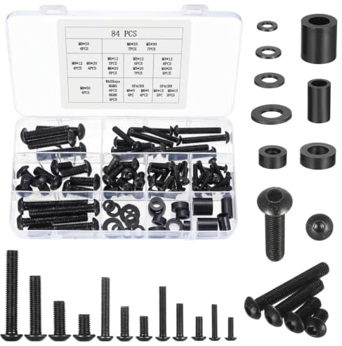 84 Stk VESA Schrauben Set, TV Wandhalterung Schrauben M4 M5 M6 M8 Monitor Schrauben, Universal Fernsehschrauben für Fernseher Zubehör TV Ständer Monitorständer bis zu 80 Zoll, mit Abstandshalter