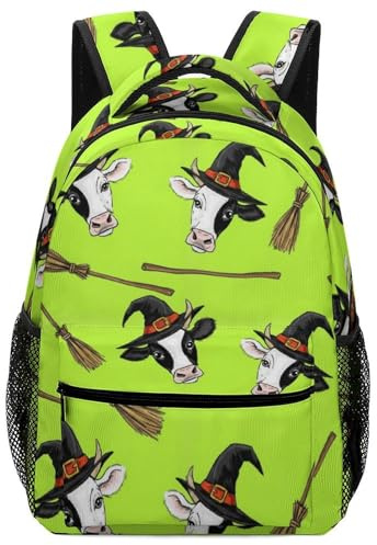 Backpack Cow Witch Hat Broom Daypack Lightweightpack Back Casual School Bag for School College Student