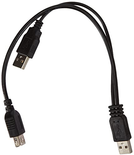 PremiumCord Cavo di Alimentazione USB a Y, da USB a Femmina a 2X USB A Maschio, Cavo Dati Ad Alta velocità Fino a 480mbit/s, Colore Nero, Lunghezza 0,5m
