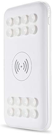 MYYING ELE Wireless Charger Power Bank, 10000mAh Portable External Battery Pack with Dual USB and Suction Cup Compatible with iPhone XS/XR/XS Max/8/8 Plus and All Qi-Enabled Devices, White