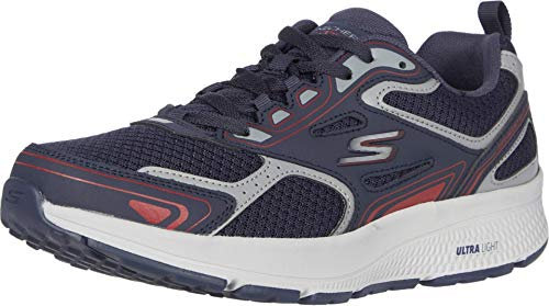 Skechers Herren Go Run Consistent Sneaker, Navy Leather Synthetic Red Trim, 42 EU
