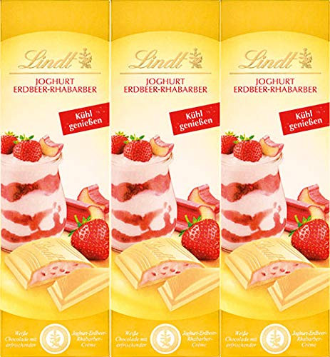 Lindt Joghurt Erdbeer Rhabarber Weisse Schokolade 3 x 100 gr.