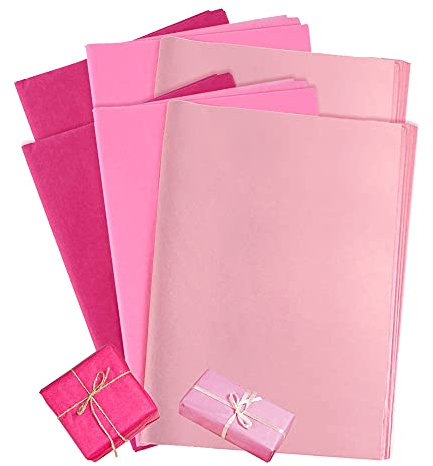 120 Blatt Geschenkpapier Seidenpapier Set, XCOZU Seidenpapier Rosa Metallisches Geschenkpapier, Tissue Paper zur Dekoration für Geburtstag, Hochzeit, Weihnachten Verpackungsmaterial(38x51cm)