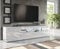 Furneo 200cm Long TV Stand Unit Cabinet Matt & High Gloss White Clifton08 White LED Lights