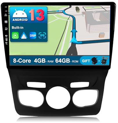 JOYX Android 13 Autoradio Passt für Citroen C4 C4L DS4 (2013-2017) - [4G+64G] -【Eingebaut DSP/Carplay/Android Auto/GPS】- LED Kamera MIC KOSTENLOS - 10.1 Zoll 2 Din - DAB Lenkradsteuerung 4G WiFi BT5.0