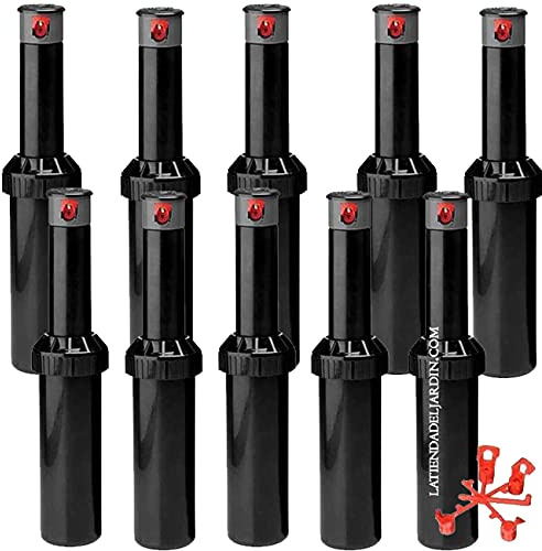 Irrigatore Interrati per Prato | Set di 10 Irrigatore da Giardino KRain Minipro 1/2'' | Irrigatore a Spruzzo Emergent 5,1-9,1 m | Irrigatori Dinamico Regolabile
