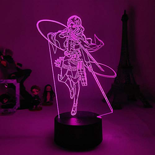 Anime 3D illusion lamp Attack on Titan Levi Ackerman LED Nightlights Anime Attack Lamp LED Table Lamp Children Birhtday Gift-7 Farbe keine Fernbedienung