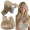 RUNATURE Weft Hair Extensions Real Human Hair Blonde Highlight Ash Blonde Sew in Hair Extensions Full Head Straight Remy Invisible Double Weft Weave 12 Inch 70 Gram #18AP60