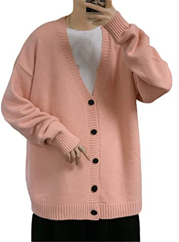 KEHAIOO Uomo Cardigan Autunno Outwear Maglioni Scollo a V Retrò Giapponese Alla Moda All-Match Casual Oversize Maglione
