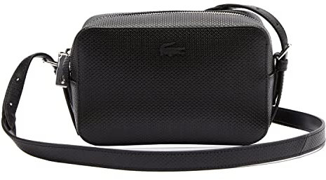 Lacoste Petit sac bandoulière unisexe adulte Chantaco en cuir piqué, black, One Size, Épaule