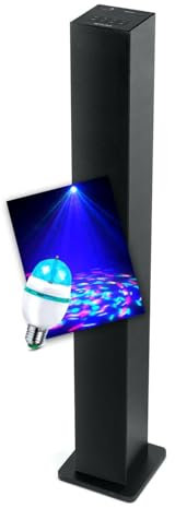 gef-roy - Torre audio HiFi, muse M-1050 BT altoparlante da interni Bluetooth USB 20 W, colore: nero, lampadina DIAMS LED