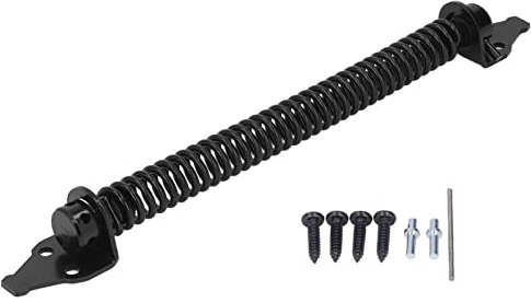 Self Closing Gate Spring, 14 Adjustable Gate Door Closer Spring Kit with Screws for Wooden Fence (Black)