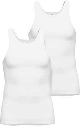 Ceceba Herren Tank-Top, Baumwolle, Doppelripp, weiß Uni, 2er Pack 5