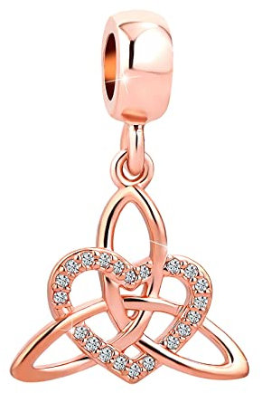 FGT Celtic Knot Heart Rose Gold Charm Compatible with Pandora Moments Bracelets Unbreakable Bond Eternal Connection Christmas Family