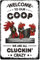 CREATCABIN Chicken Metal Tin Sign Welcome to Our Coop Funny Plate Plaques with Quotes Rooster Vintage Wall Hanging Art Decor for Farm Yard Farmhouse Home Living Room 12 x 8inch