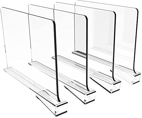 4 Stück Acrylregal Regaltrenner, Trennwand Regal, Regalteiler Regalsystem ohne Bohren für Schränke, Kleiderschranksystem Trenngitter, für Aufbewahrung, Holzschrank, Schlafzimmer (4 Pcs)