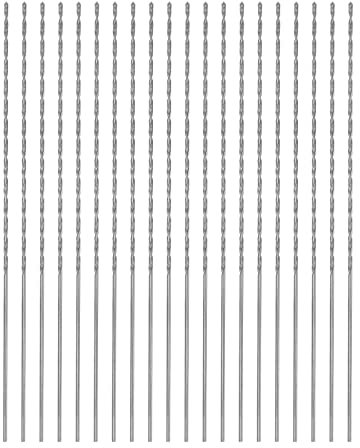 sourcing map 20pcs Extra Long Drill Bits, 0.8mm HSS Drill Bit with High Speed Steel Straight Shank 80mm Length for Metal Woodwork Plastic Aluminum Alloy