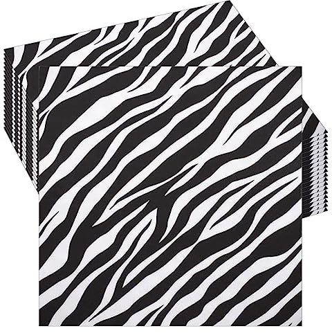 POPOYU 20 Stück Zebra Servietten,33 cm*33 cm Servietten Dschungel,Deko Safari Servietten für Babyparty,Servietten Kindergeburtstag Zebra für Dschungel Safari Geburtstag Party Dekorationen