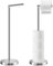 HOMEZI Toilet Roll Holder Free Standing with HEAVY BASE, Premium Toilet Roll Stand, Stainless Steel loo roll holder for Bathroom 2 in 1 Holder and Storage for 5 Rolls - Chrome