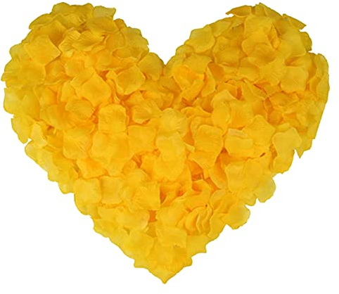SamHeng Lot de 1 000 pétales de rose artificiels en soie pour fête de mariage, Saint-Valentin, décorations romantiques, confettis de table, pétales de rose jaunes