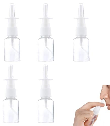 5 botellas de spray nasal rellenables, pulverizadores de niebla fina, pulverizadores vacíos de niebla nasal, aceites esenciales, botella de plástico de niebla salina, botella de spray vacía recargable