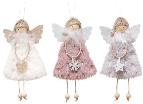 UZSXHJ 3pcs Engel Figuren Weihnachten Baumschmuck,Weihnachten Engel Anhänger, Weihnachtsbaum Plüsch Hängende Ornamente,Anhänger Für Silvester Weihnachtsfeier Geschenk Home Decor