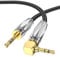 EMK Aux Cable for Car, 90 Degree Right Angle Auxiliary Cable Stereo Aux Jack to Jack Cord Compatible for Smartphones, MP3 Players, Laptops, Tablets, Bluetooth Speakers, Soundbars, and More (1Meters)