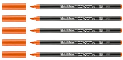 Edding Pinselstifte, Porzellan, 4200, Orange, 1 – 4 mm, 5 Stück