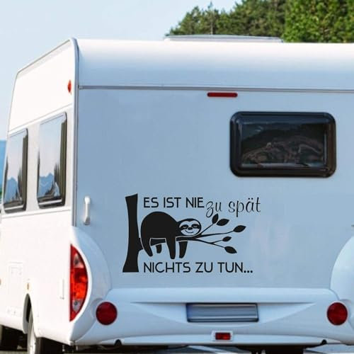 Rakelfix Wohnmobil Wohnwagen Aufkleber es ist nie zu spät Nichts zu tun Typ2 ca 90cm breit mit lustigem Faultier