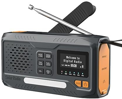 Paociuro Portable Solar Radio Receiver Emergency Radio DAB/FM Bluetooth Radio With LED Flashlight/SOS