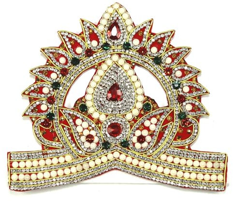 ASHIRWAD Lord Krishna Mukut de 8 pulgadas, Taj de diseñador, piedras preciosas multicolor Thakurji corona decorativa para ídolos, estatua, fegurina Janmashtami Ganpati Devi Kids (Mukut-8) (Mukut-1)