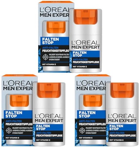 L'Oréal Men Expert Gesichtspflege gegen Falten für Männer, Anti-Aging Feuchtigkeitscreme gegen Hautalterung und Augenringe, Gesichtscreme für Herren mit Vitamin E, Falten Stop, 1 x 50 ml