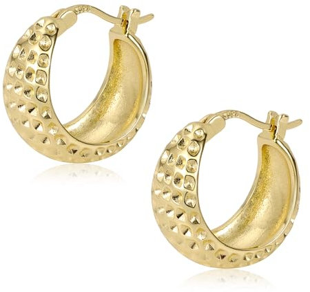 Ohrringe Gold Creolen Breit, ALEXCRAFT Sterling Silber 925 Ohrringe Damen 14K Vergoldet Creolen Leichte Klobige Breit Kleine Breit Creolen Gold Chunky Ohrringe Hammer Breit Groß Creolen Damen Frauen