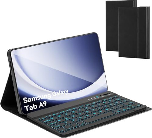 Olycism Keyboard Case Compatible with Samsung Galaxy Tab A9 8.7 Inch 2023 with Keyboard (Models: SM-X110/X115/X117), 7 Colours with Backlight Magnetic Removable Keyboard for Tab A9