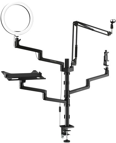 Diablo X-Stream Trípode de Mesa para Streaming | Brazo de Streaming| Soporte para transmisión en Vivo, Soporte para Cámara, teléfono móvil, micrófono, portátil, Monitor | 4 Brazos