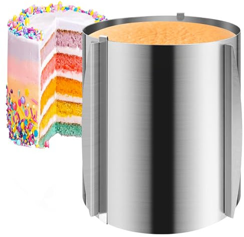 Tortenring Verstellbar Hoch 20 cm, Edelstahl Backring Verstellbar Breite 16-30 cm, Stabile Tortenform, Kuchenring Rund Verstellbar,Kuchenring Rund Verstellbar,Backrahmen Rund zum Backen und Dekorieren