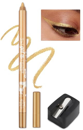 Jutqut Glitzer Gel Eyeliner, Gold Wasserfest Eye Pencil, Waterproof Long Lasting Liner Stick, Eyeliner Stift Wischfest Tattoo, Crème Glatt Metallisch Lidschattenstift, Wasserfester Eyeliner For Women