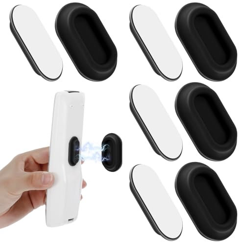 HJZHII 4 Pcs Magnetic Remote Control Holder, No Drilling Remote Control Holder Adhesive TV Remotes Holders Wall Mount Hole Free Magnetic Storage Holders for Fan Air Conditioner(Black)