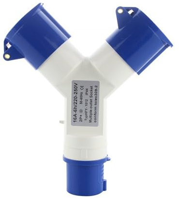 Wjelet 16A 2-Way Caravan Hook Up Cable Splitter, Adattatore elettrico di allacciamento, Spina impermeabile IP44, Presa industriale, Convertitore di cavo principale di alimentazione per campeggio