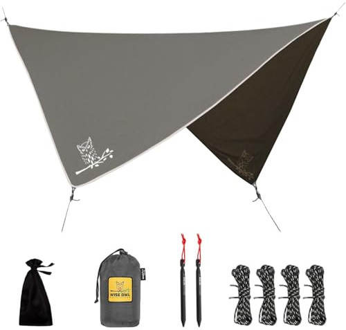Hammock Rain Tarp 3x3 Waterproof Camping Tarp with Easy Setup, Includes Tent Stakes & Carry Bag, Lightweight Portable Shelter for Hammock Tent, Outdoor Camping Gear Essentials