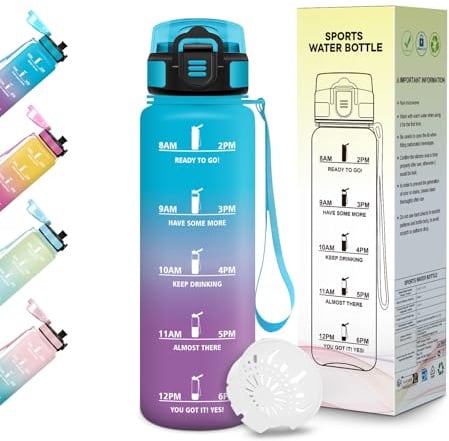 Motswedi Gourde Enfant 500 ml, sans BPA, Bouteille d'eau, Prévention des Fuites, Gourde Plastique, Compatible avec Les Boissons Gazeuses, Idéale pour l'école, Activités de Plein Air - Bleu Violet