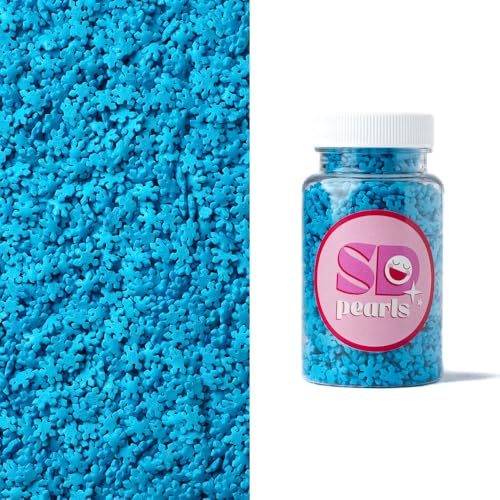 SD Pearls Zuckerstreusel, Weihnachten Streusel Essbar, Zuckerstreusel Weihnachten, Weihnachtskekse Deko Essbar, Streudekor für Kuchen (Schneeflocken, dunkelblau, 75g)