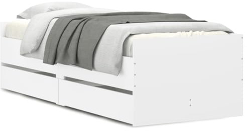 Eleganz Bett mit Schubladen Weiß 75x190 cm - Platzsparendes Boxspringbett mit Stauraum für kleine Räume, langlebig & modern