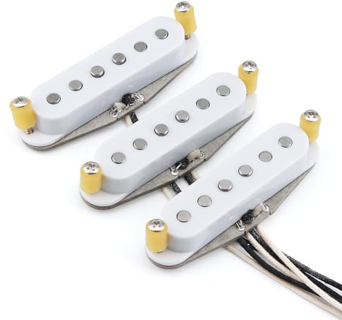 FLEOR Vintage Alnico 5 Pastillas SSS de bobina única para guitarra eléctrica ST, color blanco