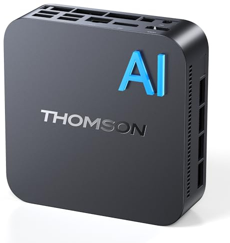 Thomson AI Mini PC W3 Ryzen 7 260 (8C/16T, fino a 5,1 GHz), 32GB DDR5 5600MHz 1TB SSD M.2 Mini Computer Desktop WiFi 6E, 780M, Triplo Schermo, USB4, HDMI2.1, DP, TDP 54W